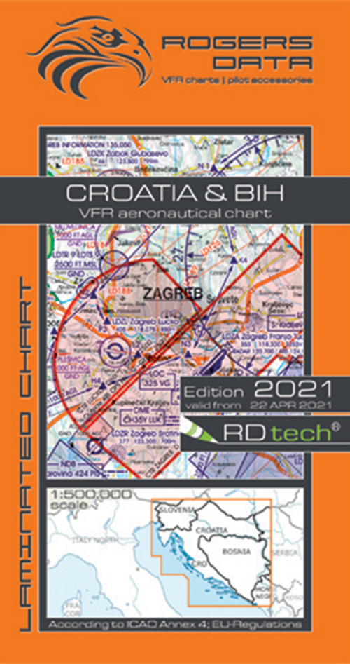 2021 Croatia + Bosnia Herzegovina VFR Chart 1:500 000 - Rogersdata