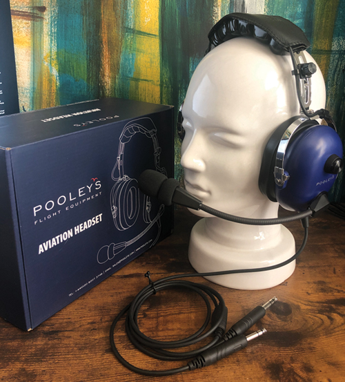 Pooleys Aviation Headset - Passive (blue ear cups) + FREE Headset Bag