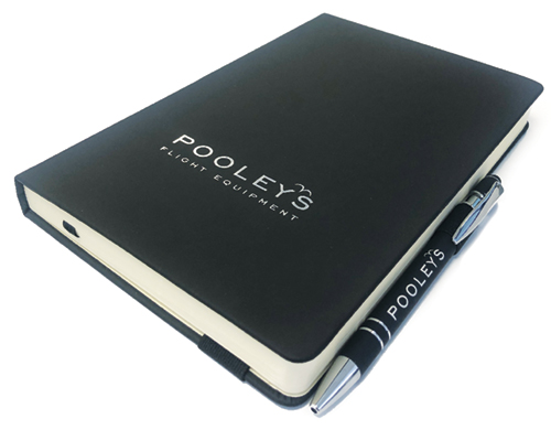 Pooleys Black Notebook and Pen