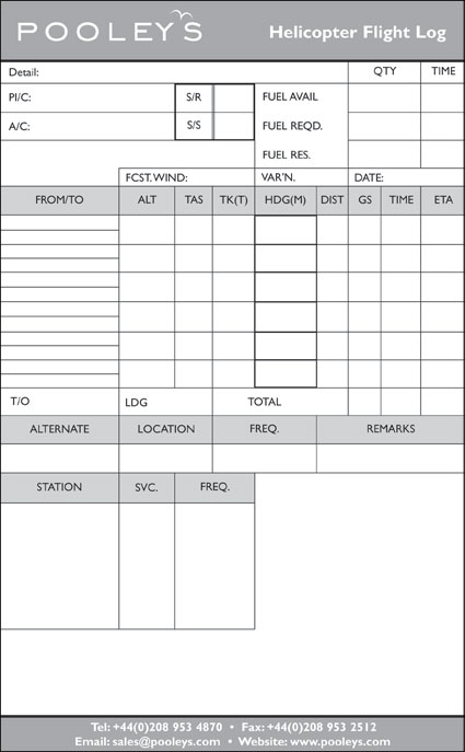 Helicopter Flight Log Pad A5 Size