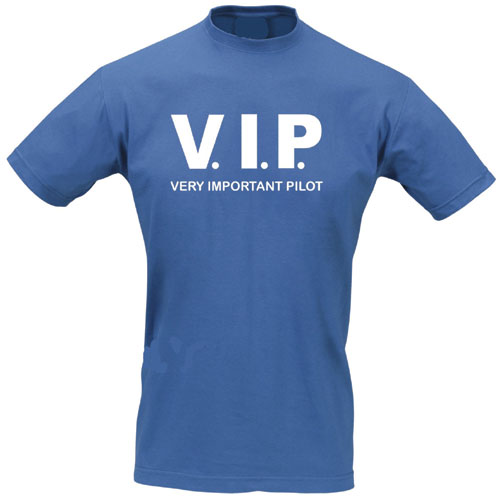 Slogan T-Shirt - V.I.P. VERY IMPORTANT PILOT (BLUE)
