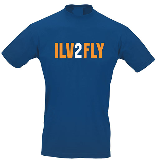 Slogan T-Shirt - ILV2FLY (BLUE)
