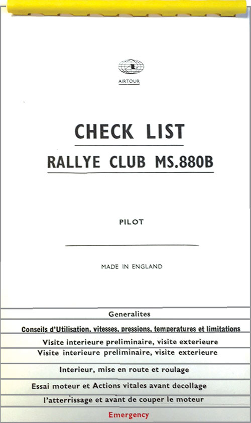 Rallye Club in French Checklist
