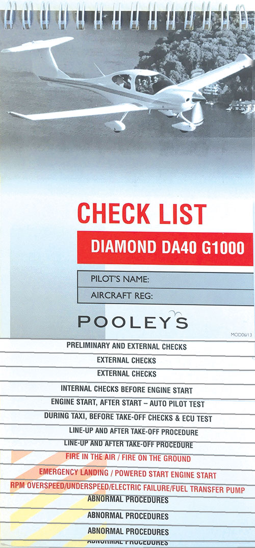 Diamond DA40 G1000 Checklist