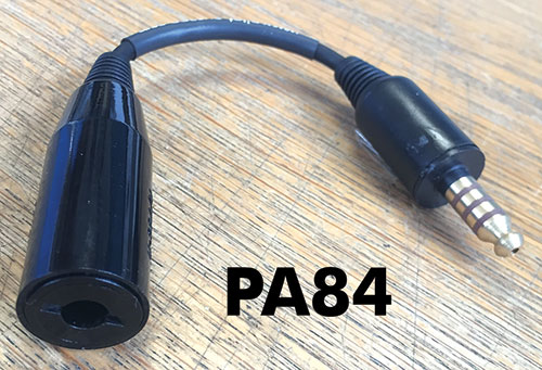 Headset Adapter Cable - US helicopter socket to UK helicopter plug - PA84